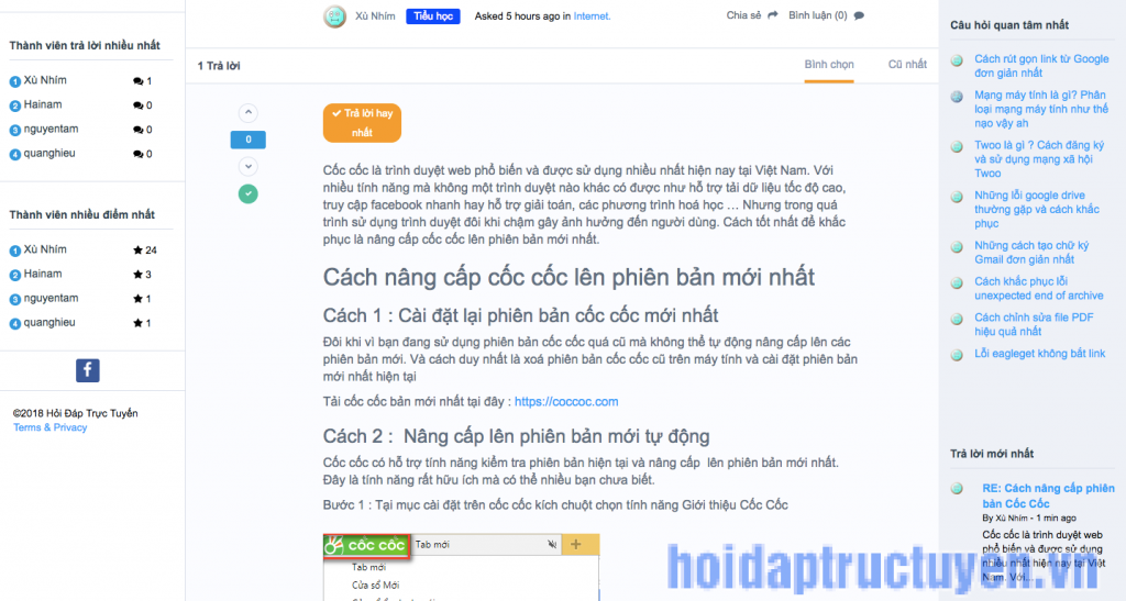 trả lời hay nha