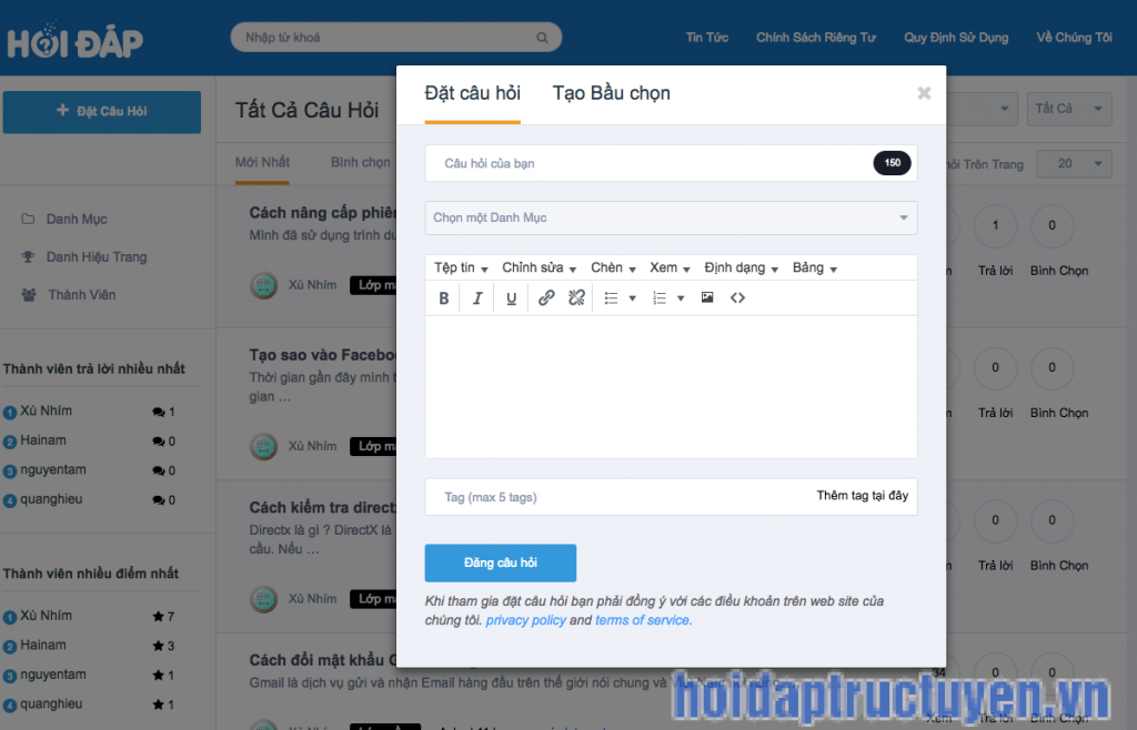 đặt câu hỏi