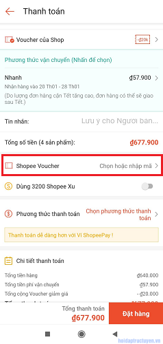 Cách sử dụng mã giảm giá Shopee