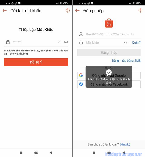 đăng nhập Shopee khi quên mật khẩu 
