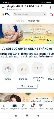 Lấy mã giảm giá PNJ