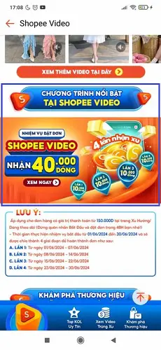 Tham gia đặt đơn Shopee Video nhận 40K Xu