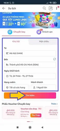 đặt vé máy bay trên Lazada